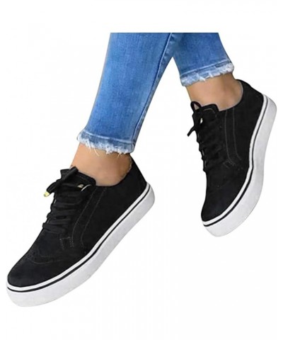 Sneakers for Women Walking Shoes Comfortable Lace ups Casual Summer Fashion Slip On Platform Flats Loafers Black $12.23 Athle...