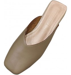 Womens Mule Slippers Comfy Slip-on Microfiber Square Toe Mid Heeled Walking Backless Loafers Sandal Khaki $27.43 Mules & Clogs