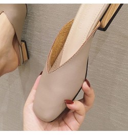 Womens Mule Slippers Comfy Slip-on Microfiber Square Toe Mid Heeled Walking Backless Loafers Sandal Khaki $27.43 Mules & Clogs