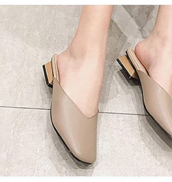 Womens Mule Slippers Comfy Slip-on Microfiber Square Toe Mid Heeled Walking Backless Loafers Sandal Khaki $27.43 Mules & Clogs