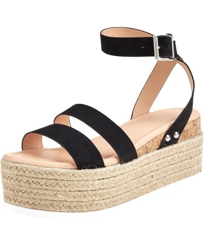 platform sandals for women, Women's Ladies Strap Ankle Buckle Platform Wedges Woven Sandals Roman Shoes Z 11-black $31.71 San...