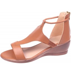 Summer Sandals for Women 2023,Women's Open Toe Wedge Platform Hollow Out T Strap Sandals Dressy Braided Sandals Brown $14.78 ...