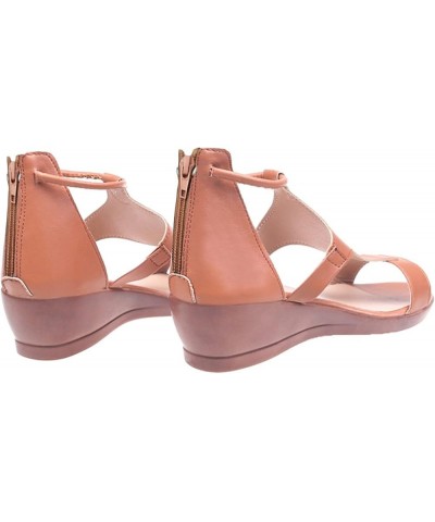 Summer Sandals for Women 2023,Women's Open Toe Wedge Platform Hollow Out T Strap Sandals Dressy Braided Sandals Brown $14.78 ...