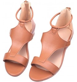 Summer Sandals for Women 2023,Women's Open Toe Wedge Platform Hollow Out T Strap Sandals Dressy Braided Sandals Brown $14.78 ...