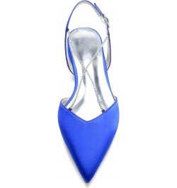 Womens Pointed Toe Slip On Rhinestones Flats Comfort Satin Wedding Shoes Low Heel Slingback Dress Party Bridal Blue US 6.5 $2...