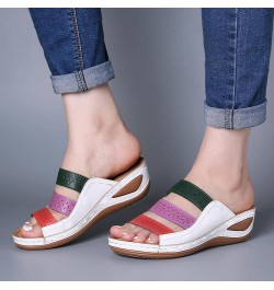 Women Wedges Sandals Walking Open Toe Slides Shoes Womens Breathable Anti Slip Sandals Women's Summer Outdoor Shoes White $13...