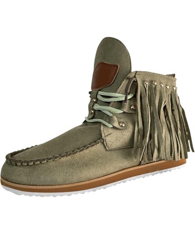 Boots Shoes Tassel Round Retro Toe Leather Casual for Women Faux Boots Women's Boots Womens Shoes Boots Green $17.69 Outdoor ...