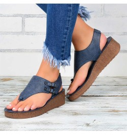 Womens Flat Sandals Ladies Summer Vintage Buckle Design Ankle Strap Thong Sandals Faux Leather Flip Flops Comfy T-Bar Slingba...