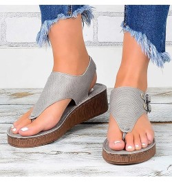 Womens Flat Sandals Ladies Summer Vintage Buckle Design Ankle Strap Thong Sandals Faux Leather Flip Flops Comfy T-Bar Slingba...