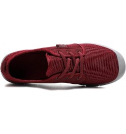 LLTMALLWomen's Lace up Mesh Sneakers Lightweight Road Running Shoes Wine Red $18.54 Fashion Sneakers