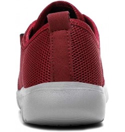 LLTMALLWomen's Lace up Mesh Sneakers Lightweight Road Running Shoes Wine Red $18.54 Fashion Sneakers