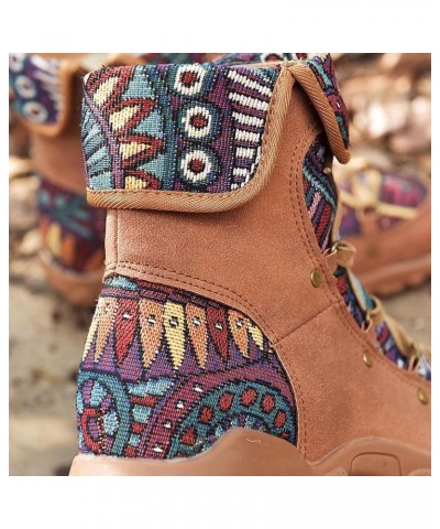 Rubber Boots for Women Women's Style Bohemian Boots Folk Printed Casual Short Winter Boots for Women Size 11 Brown $23.31 Boots