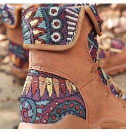 Rubber Boots for Women Women's Style Bohemian Boots Folk Printed Casual Short Winter Boots for Women Size 11 Brown $23.31 Boots