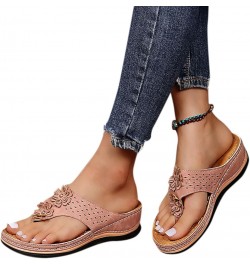 Womens Platform Sandals Chunky Sandals Beach Sandals Cute Sandals Slip On Sandals Ortho Sandals Comfy Sandals Pink $9.30 Sandals