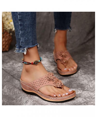 Womens Platform Sandals Chunky Sandals Beach Sandals Cute Sandals Slip On Sandals Ortho Sandals Comfy Sandals Pink $9.30 Sandals