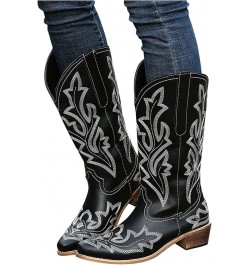 Cowboy Bo_ots for Women,Womens Cowgirl Embroidered Platform Low he_els Bo_ot Pointed toe Mid Calf Western Cowboy Bo_ots A32-b...