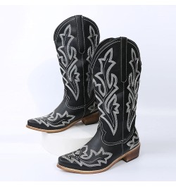 Cowboy Bo_ots for Women,Womens Cowgirl Embroidered Platform Low he_els Bo_ot Pointed toe Mid Calf Western Cowboy Bo_ots A32-b...