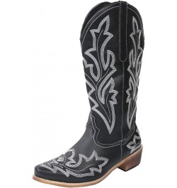 Cowboy Bo_ots for Women,Womens Cowgirl Embroidered Platform Low he_els Bo_ot Pointed toe Mid Calf Western Cowboy Bo_ots A32-b...