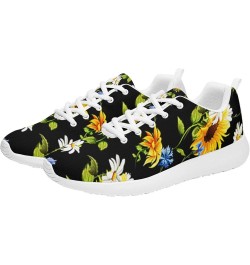 Sunflower Flower Watercolor Sneaker Women Athletic Shoes Personalited Running Shoes Comfortable Sports Sneaker Seamless Sunfl...