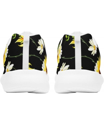 Sunflower Flower Watercolor Sneaker Women Athletic Shoes Personalited Running Shoes Comfortable Sports Sneaker Seamless Sunfl...