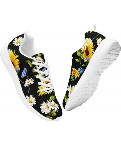 Sunflower Flower Watercolor Sneaker Women Athletic Shoes Personalited Running Shoes Comfortable Sports Sneaker Seamless Sunfl...