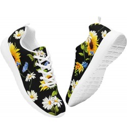 Sunflower Flower Watercolor Sneaker Women Athletic Shoes Personalited Running Shoes Comfortable Sports Sneaker Seamless Sunfl...