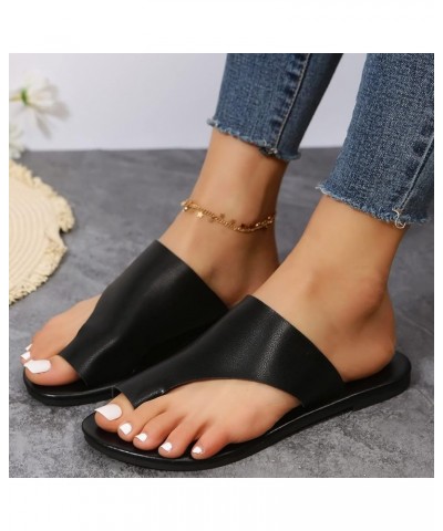 Gel Sandals for Women Ladies Summer Fashion Retro Solid Clip Toe Open Toe Roman Home Outdoor Casual Flat Shoes (Black, 9) 6.5...