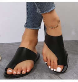 Gel Sandals for Women Ladies Summer Fashion Retro Solid Clip Toe Open Toe Roman Home Outdoor Casual Flat Shoes (Black, 9) 6.5...