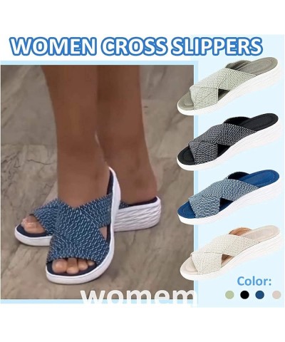 Stretch Cross Slide Sandals, Fashion Sport Slide Sandals, Skidproof Indoor Outdoor Slippers, Women Wedges Orthopedic Hollow O...