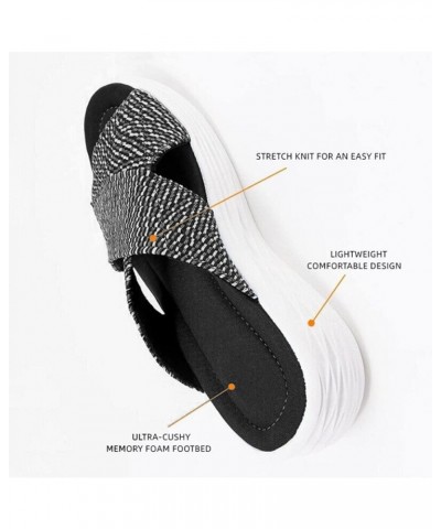 Stretch Cross Slide Sandals, Fashion Sport Slide Sandals, Skidproof Indoor Outdoor Slippers, Women Wedges Orthopedic Hollow O...