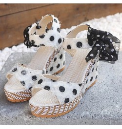 Platform Sandals Women Chunky Heel, Women's Wedge Heel Straw Sandals Open Toe Ankle Strap Casual Sandals Fashion Summer Beach...