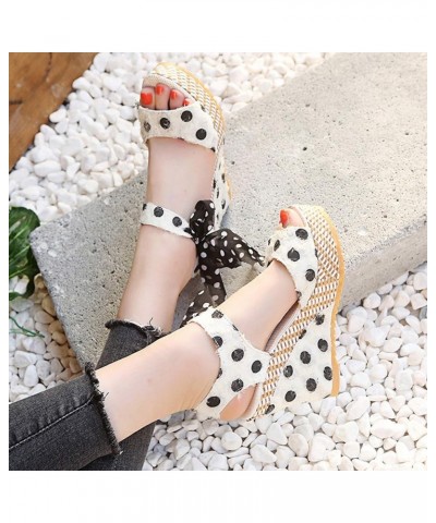 Platform Sandals Women Chunky Heel, Women's Wedge Heel Straw Sandals Open Toe Ankle Strap Casual Sandals Fashion Summer Beach...