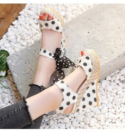 Platform Sandals Women Chunky Heel, Women's Wedge Heel Straw Sandals Open Toe Ankle Strap Casual Sandals Fashion Summer Beach...