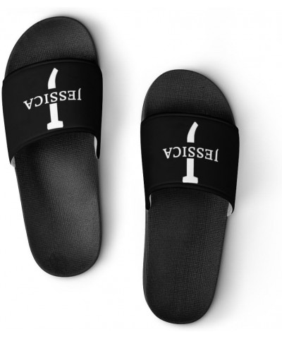 Sports Slides Personalized Name Photo Slippers Sandals Black Slides Christmas Gifts Shower Slippers Indoor Outdoor，Gift for F...