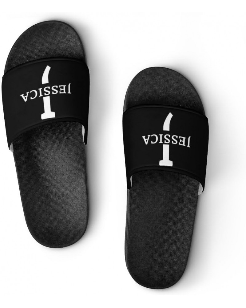 Sports Slides Personalized Name Photo Slippers Sandals Black Slides Christmas Gifts Shower Slippers Indoor Outdoor，Gift for F...