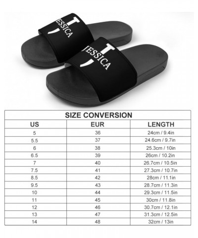 Sports Slides Personalized Name Photo Slippers Sandals Black Slides Christmas Gifts Shower Slippers Indoor Outdoor，Gift for F...