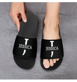 Sports Slides Personalized Name Photo Slippers Sandals Black Slides Christmas Gifts Shower Slippers Indoor Outdoor，Gift for F...