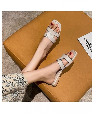 Women Summer Sandals Slippers Open Weave Flats Slip Womens Square Open Toe Flat Slipper Flip Flops Sandals On Cute Sandals fo...