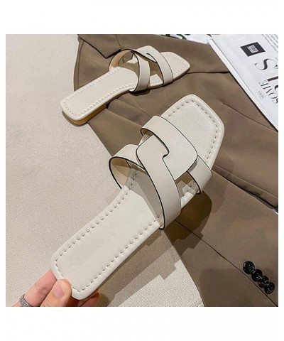 Women Summer Sandals Slippers Open Weave Flats Slip Womens Square Open Toe Flat Slipper Flip Flops Sandals On Cute Sandals fo...