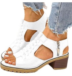 Orthopedic Wedge Sandals for Women Sandals Women Women's Peep Toe Cutout Zipper Chunky Heeled Sandals Party Beige $16.63 Outd...