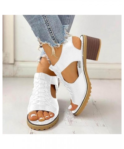 Orthopedic Wedge Sandals for Women Sandals Women Women's Peep Toe Cutout Zipper Chunky Heeled Sandals Party Beige $16.63 Outd...