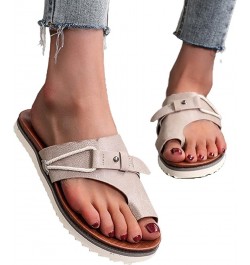 Women Summer PU Leather Slippers Non slip Wear resistant Comfortable Slippers Foot Correction Flat Sole Slippers D $18.55 Sli...