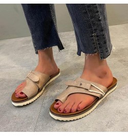 Women Summer PU Leather Slippers Non slip Wear resistant Comfortable Slippers Foot Correction Flat Sole Slippers D $18.55 Sli...