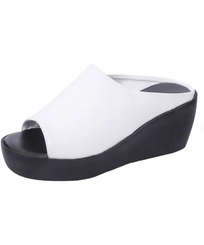 Women Comfy Arch Support Orthotic Dressy Flats Sandals Elastic Strappy String Thong Summer Low Heels Block Shoe 19-ibzwp-6-wh...