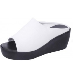 Women Comfy Arch Support Orthotic Dressy Flats Sandals Elastic Strappy String Thong Summer Low Heels Block Shoe 19-ibzwp-6-wh...