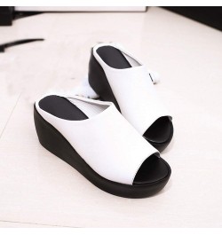 Women Comfy Arch Support Orthotic Dressy Flats Sandals Elastic Strappy String Thong Summer Low Heels Block Shoe 19-ibzwp-6-wh...