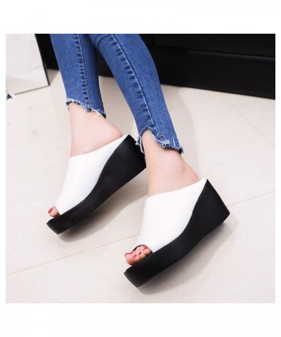 Women Comfy Arch Support Orthotic Dressy Flats Sandals Elastic Strappy String Thong Summer Low Heels Block Shoe 19-ibzwp-6-wh...