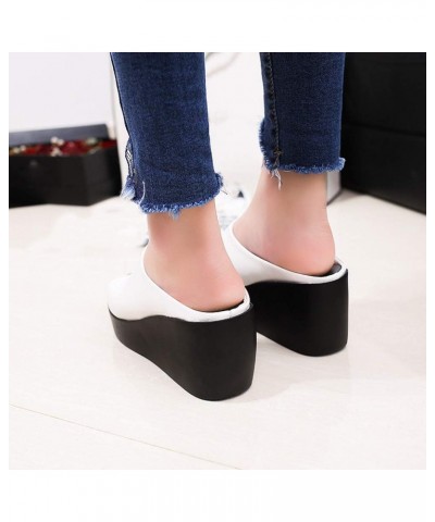 Women Comfy Arch Support Orthotic Dressy Flats Sandals Elastic Strappy String Thong Summer Low Heels Block Shoe 19-ibzwp-6-wh...