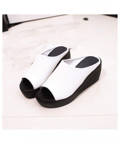 Women Comfy Arch Support Orthotic Dressy Flats Sandals Elastic Strappy String Thong Summer Low Heels Block Shoe 19-ibzwp-6-wh...