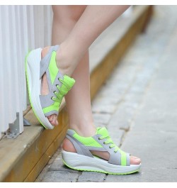 Summer Women's Sandals Mesh Casual White Thick Soles Lace-up Sandals Open Toe Beach Shoes Monk Shoes Ladies Green 7US $15.93 ...